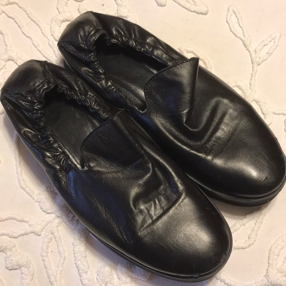 Jil Sander black leather platform flats sz9.5